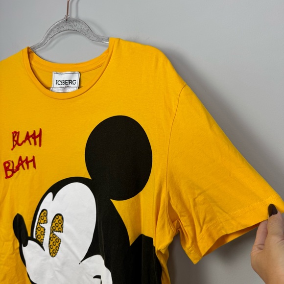 ICEBERG | Blah Blah Mickey Face Yellow Graphic T-Shirt Men’s Size Large - Picture 6 of 14